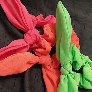 Three neon scrunchies